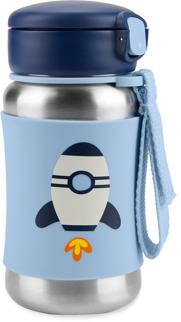 Skip Hop Spark Style Láhev s brčkem na vodu nerez Raketa 12m+ 350 ml