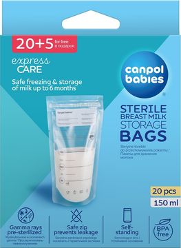 Canpol babies Sáčky k uchovávání odsátého mléka 150 ml 20 ks