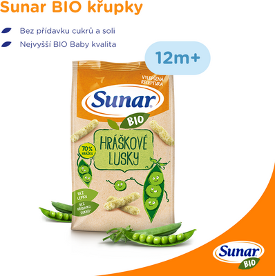 Sunar BIO dětské křupky hráškové lusky 45 g