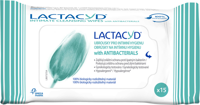 Lactacyd Ubrousky Antibakteriální 15 ks