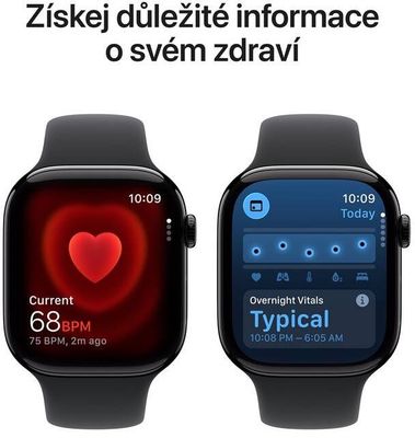 Apple Watch 11 GPS + Cellular 46mm Klavírně černý hliník s černým sportovním řemínkem - S/M
