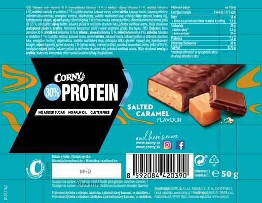 Corny Protein 30 % proteinová tyčinka slaný karamel 50 g