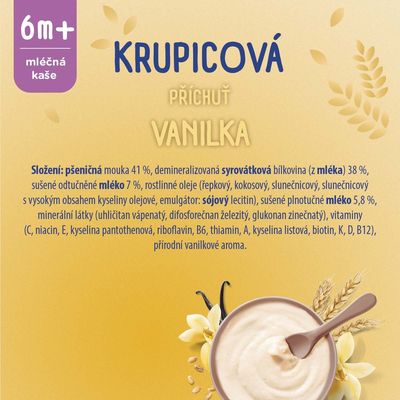 Sunar mléčná krupicová kaše na dobrou noc vanilková XXL 340 g