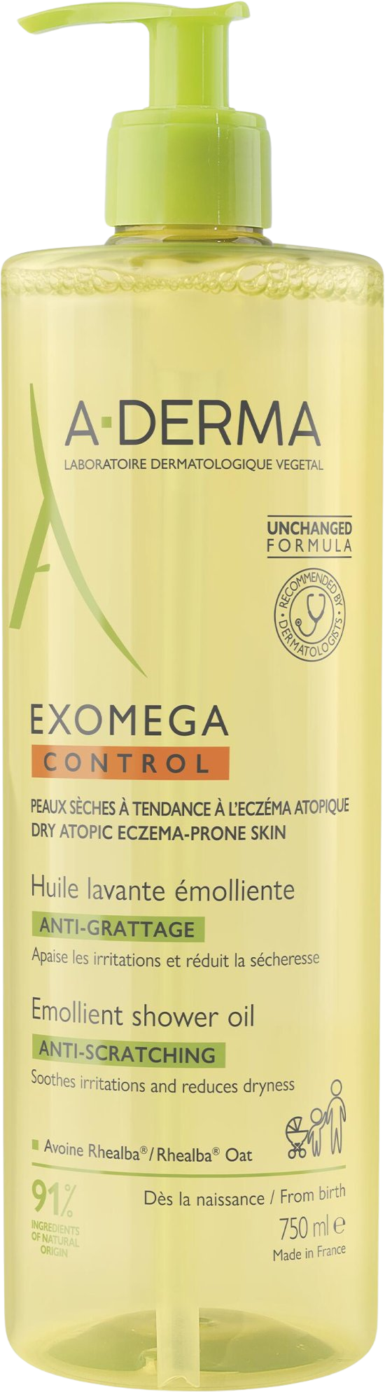A-Derma Exomega Control Zvláčňující sprchový olej 750 ml