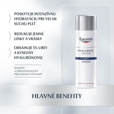 Eucerin Hyal-Urea Noční krém proti vráskám pro suchou pleť 50 ml