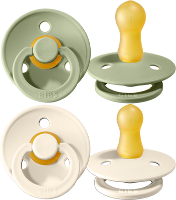BIBS Colour dudlíky z přírodního kaučuku - velikost 2 Sage / Ivory 2 ks