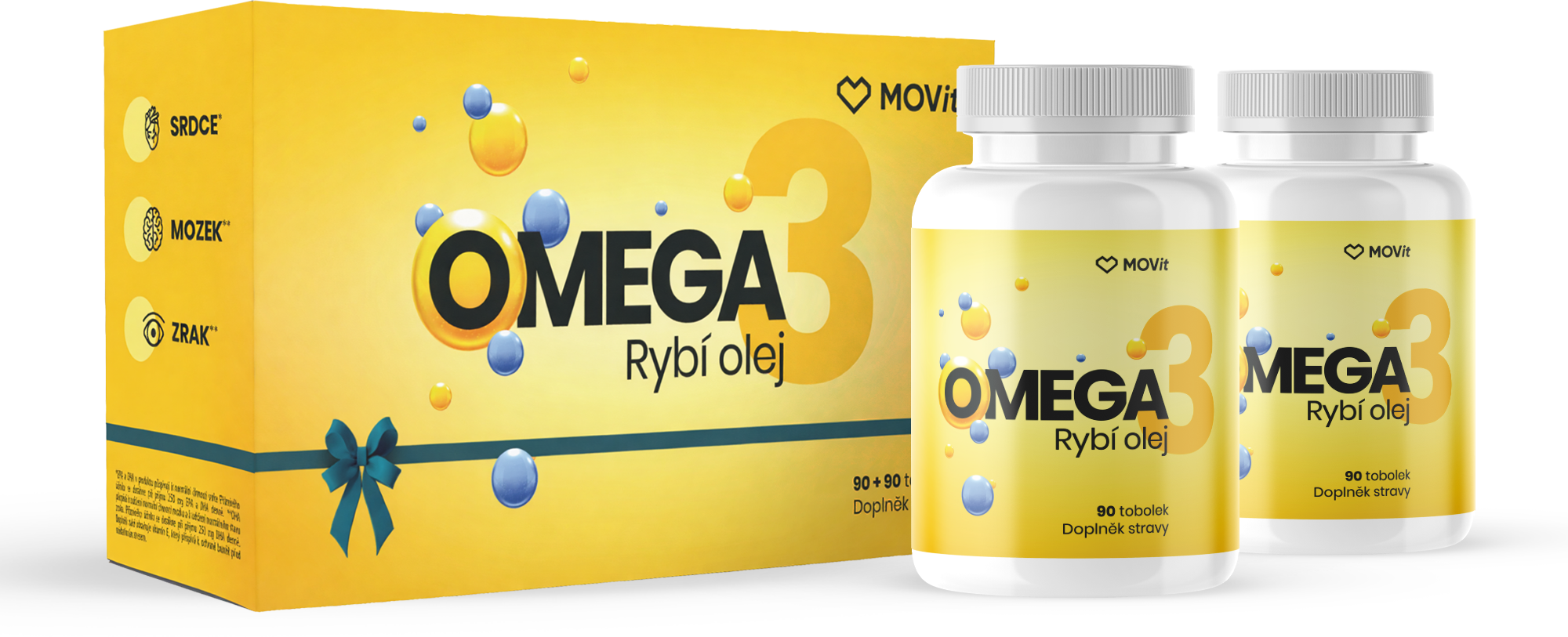 MOVit Energy Dárkové balení Omega 3 Rybí olej 180 tobolek