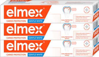 Elmex Caries Protection Gentle White zubní pasta proti zubnímu kazu triopack 3 x 75 ml
