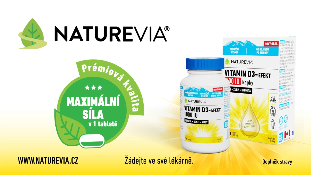 Naturevia Vitamín D, imunita, zdravé kosti a zuby, správná funkce svalů, Vhodné pro seniory, těhotné, kéjící, vhodné pro děti
