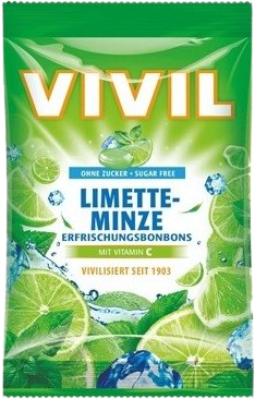 Vivil Drops s príchuťou limetka a pepermint s vitamínom C, bez cukru 60 g