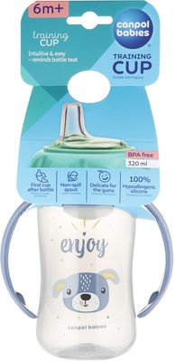Canpol babies Hrneček tréninkový CUTE ANIMALS se silikonovým pítkem pejsek 320 ml