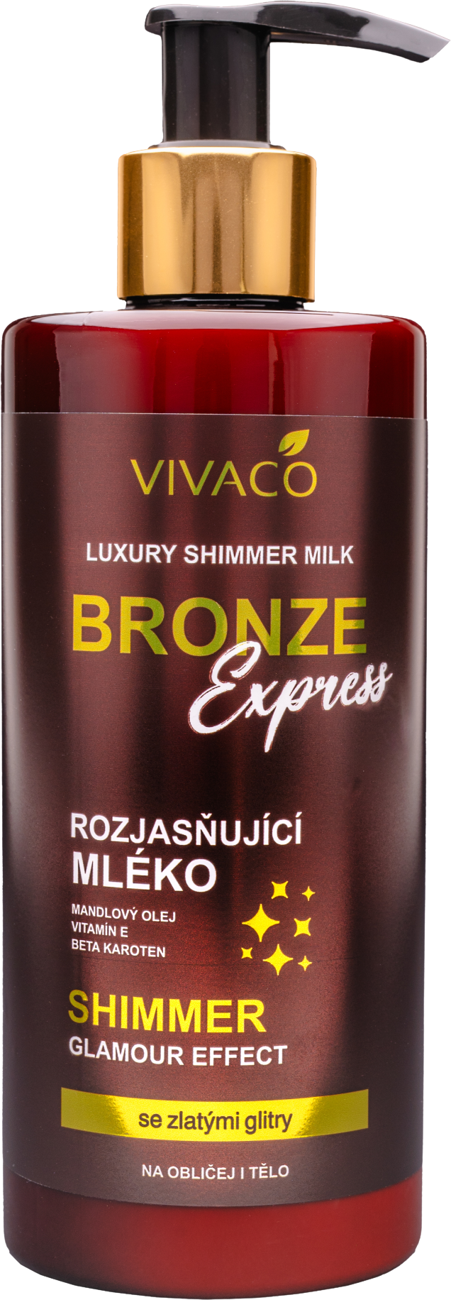 Vivaco BRONZE EXPRESS Rozjasňující mléko se zlatými glitry 300 ml