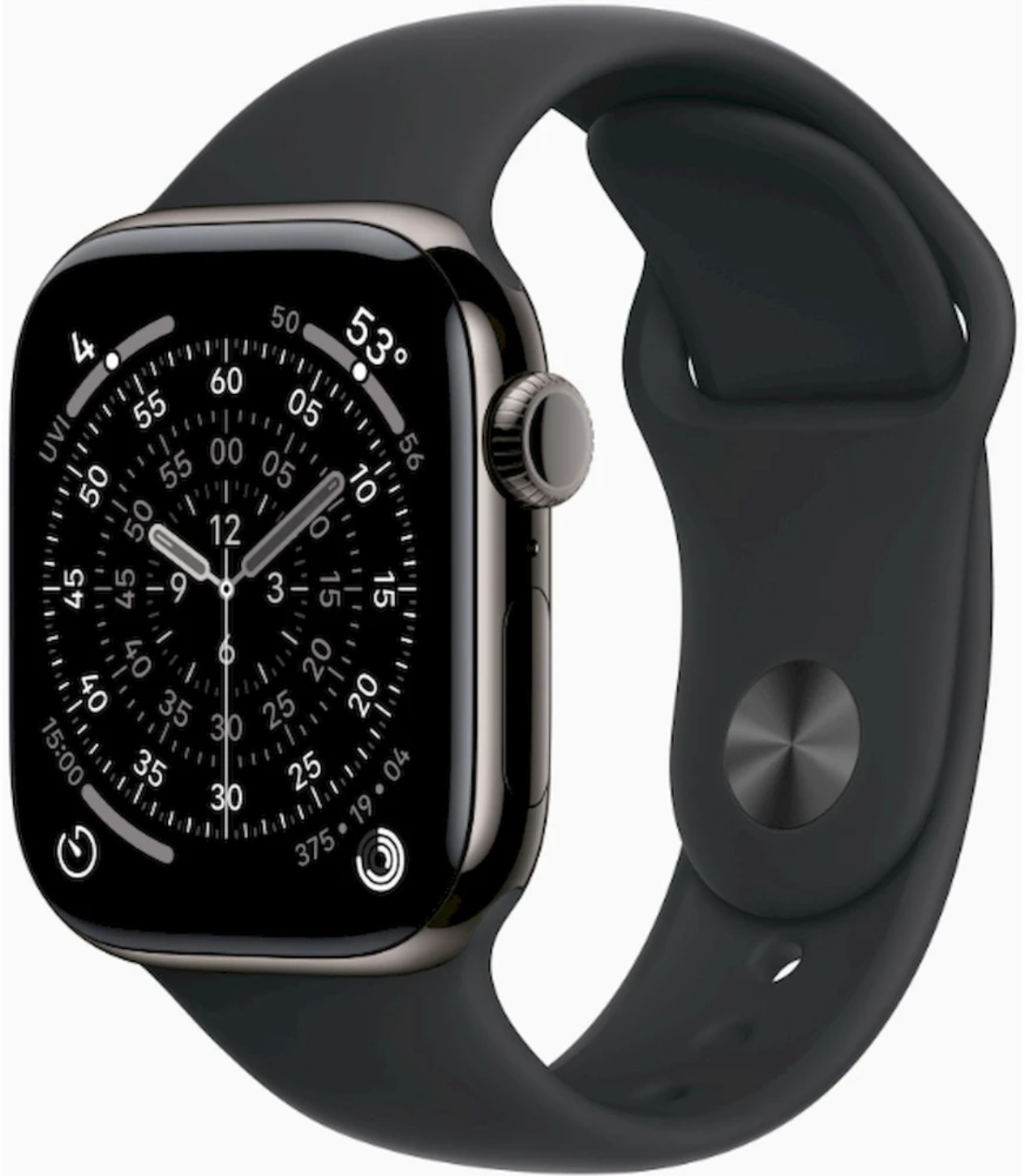 Apple Watch 11 GPS + Cellular 42mm břidlicově šedý titan - černý sportovní řemínek - M/L