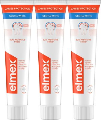 Elmex Caries Protection Gentle White zubní pasta proti zubnímu kazu triopack 3 x 75 ml