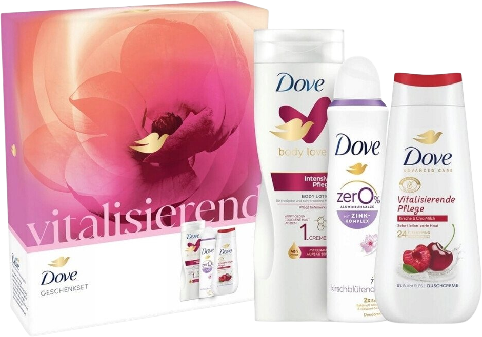 Dove Dárková sada 225 ml SG + 150 ml Sprej + 400 mléko
