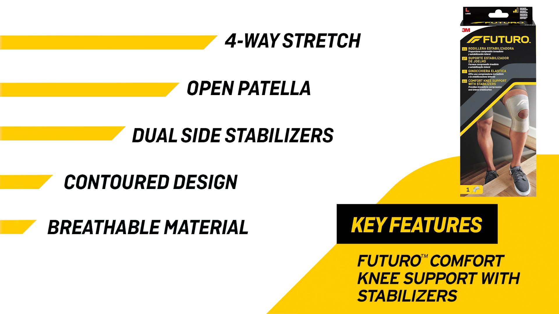 Comfort knee support with stabilizers