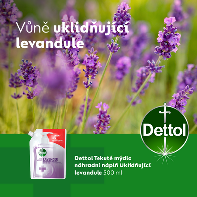 Dettol Tekuté mýdlo Náhradní náplň Uklidňující levandule 500 ml