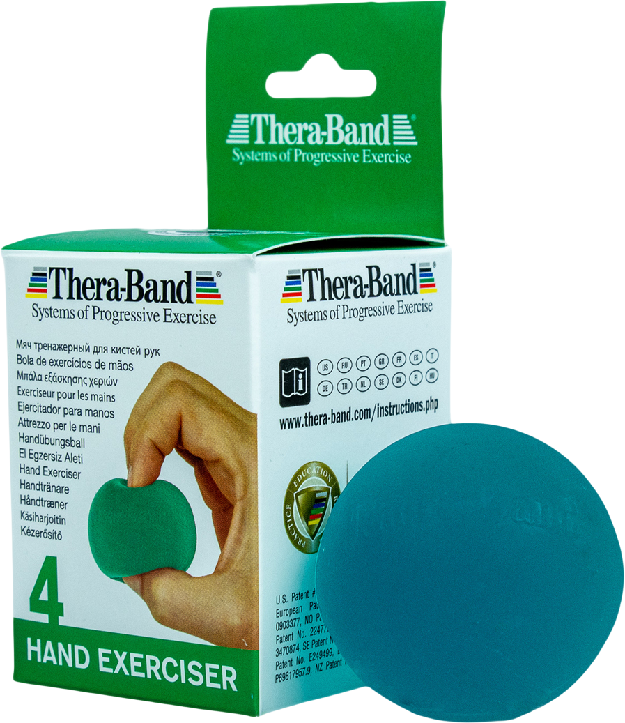 Theraband Hand Exerciser - posilovač rukou gelová kulička, zelená - středně měkká