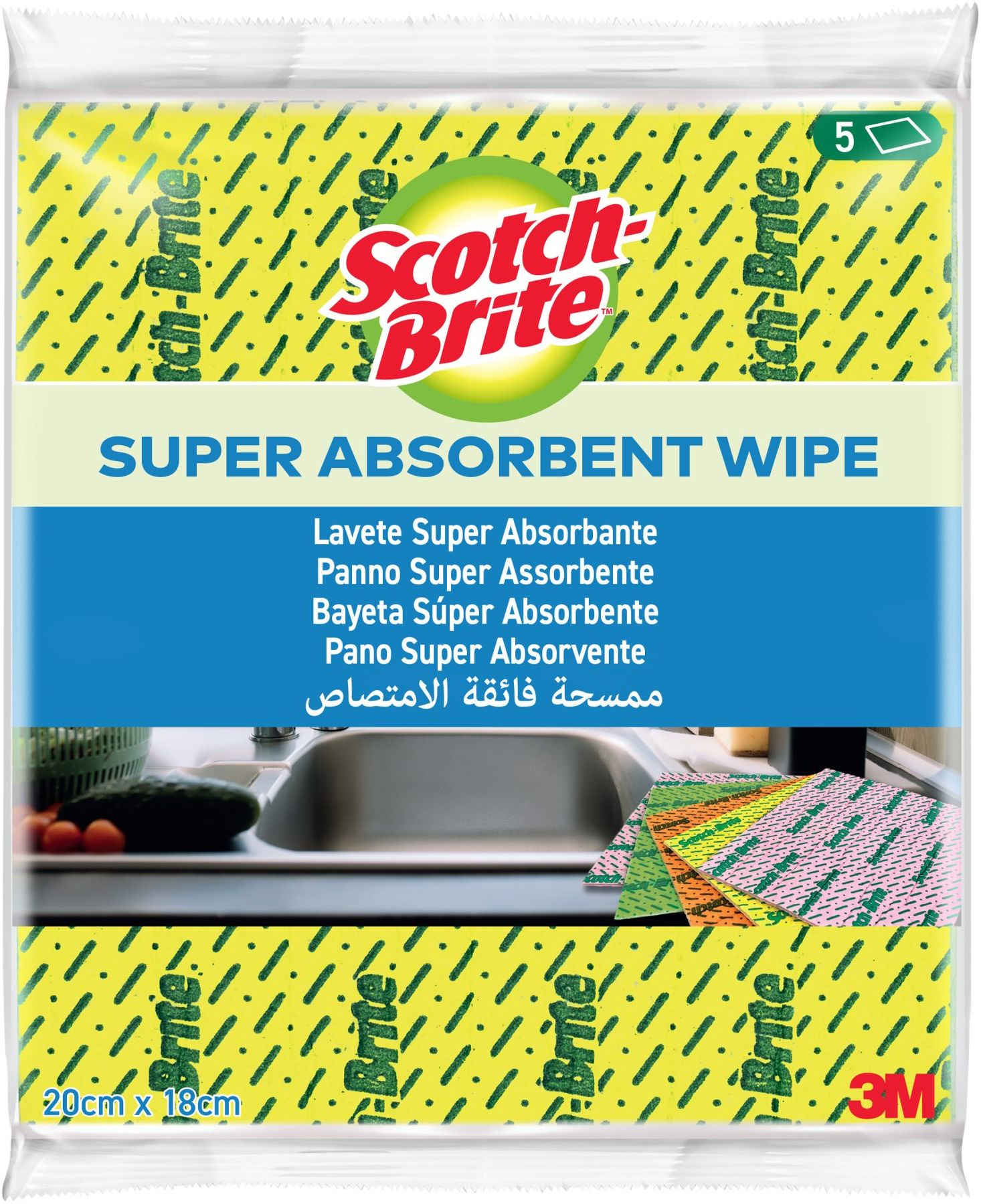 3M Scotch-Brite™ Super Absorbent - Extra savé utěrky, barevný mix 5 ks
