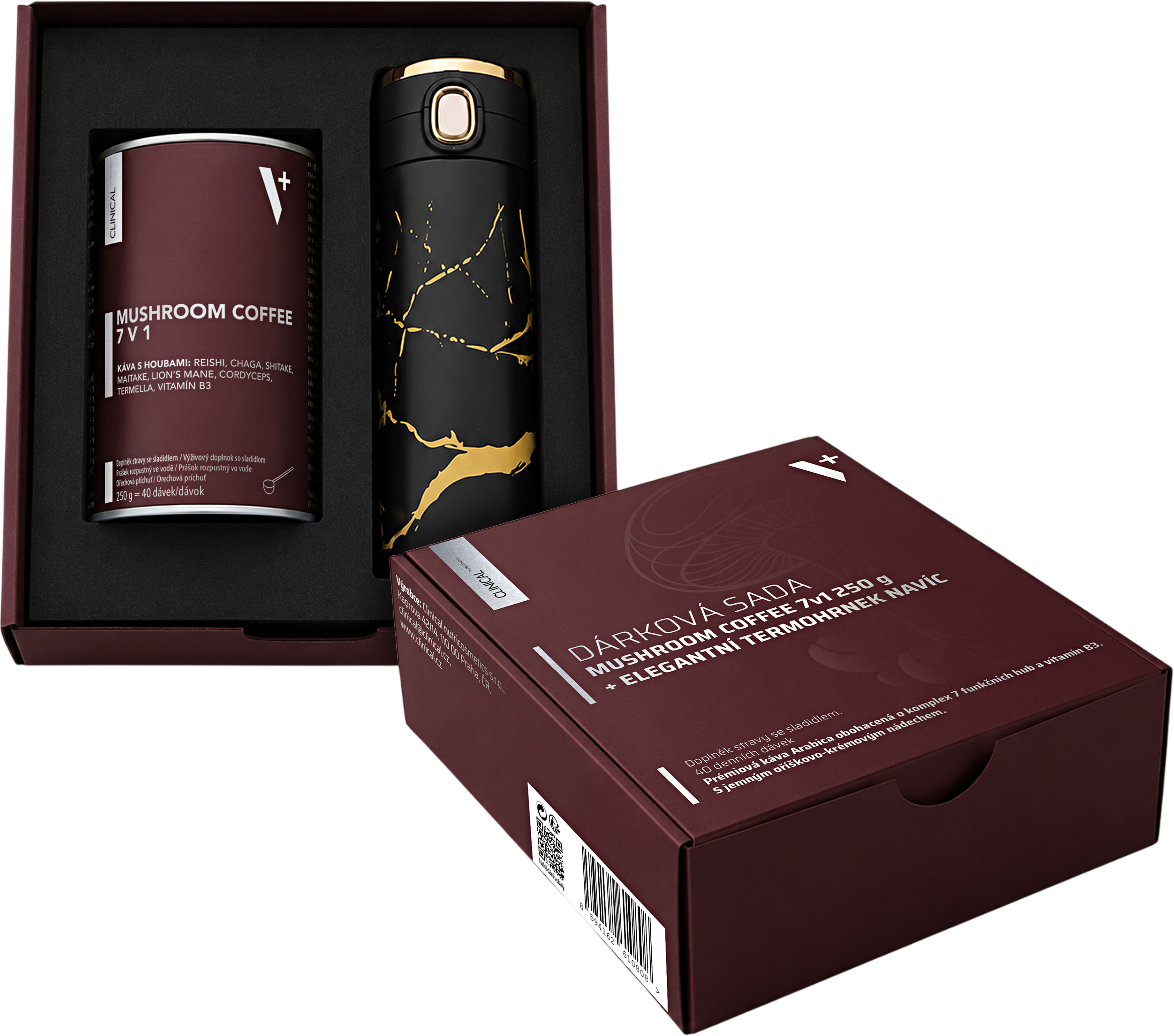 Clinical Dárková sada Mushroom Coffee 7v1 + elegantní termohrnek navíc