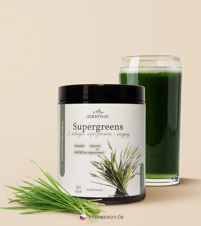 Herbyway Super Greens 5 zelených superpotravin +enzymy
