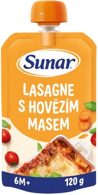 Sunar příkrm lasagne s hovězím masem 6m+ 120 g