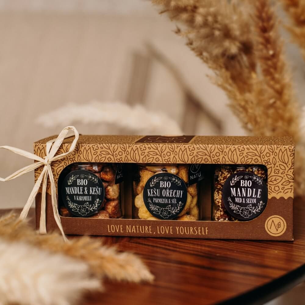 Natu Dárkový set BIO ochucených ořechů