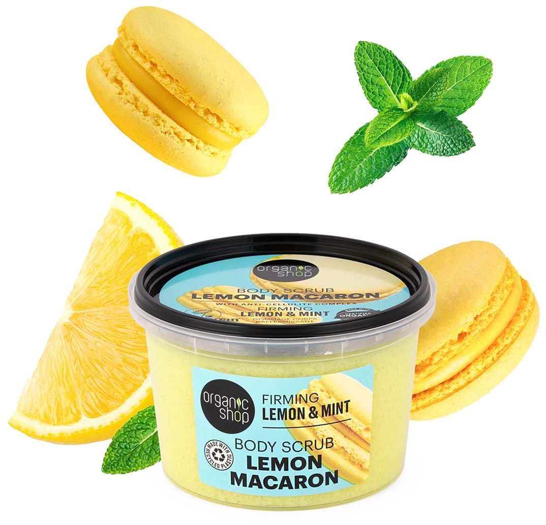 Organic Shop Zpevňující tělový peeling Lemon Macaron Citron a máta 250 ml