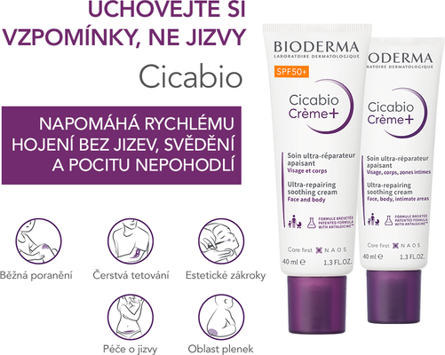 Bioderma Cicabio Creme+ zklidňující a obnovující krém SPF50+, 40 ml