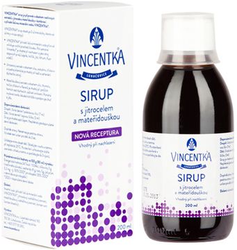 Vincentka Sirup s jitrocelem a mateřídouškou 200 ml