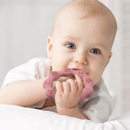 BabyOno Kousátko silikonové Kroužek růžové