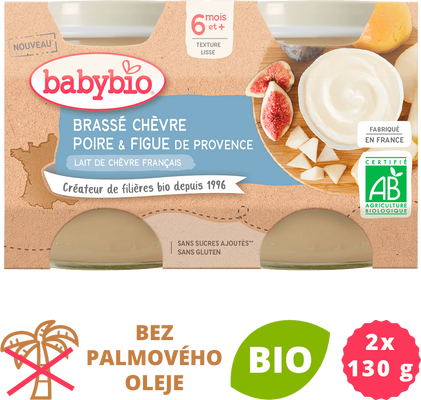 Babybio Brassé z kozího mléka hruška fík 2 x 130 g
