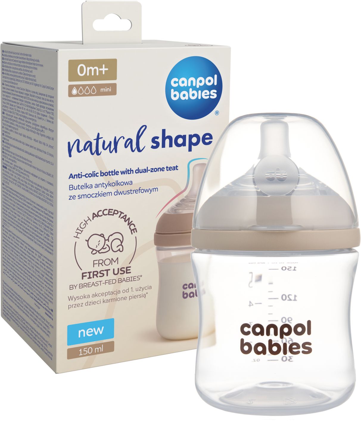 Canpol babies Lahev antikoliková Natural Shape 150 ml