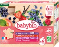 Babybio Multipack 8 kapsiček mix druhů jahoda, borůvka, malina, černý rybíz 8 x 90 g