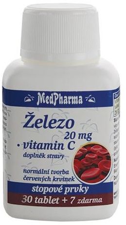 MedPharma Železo 20 mg + vitamín C 37 tablet