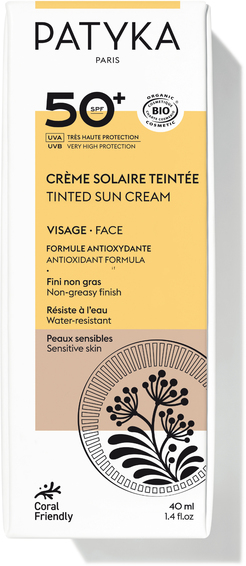 Patyka Tónovaný opalovací krém na obličej SPF 50+ natural 40 ml