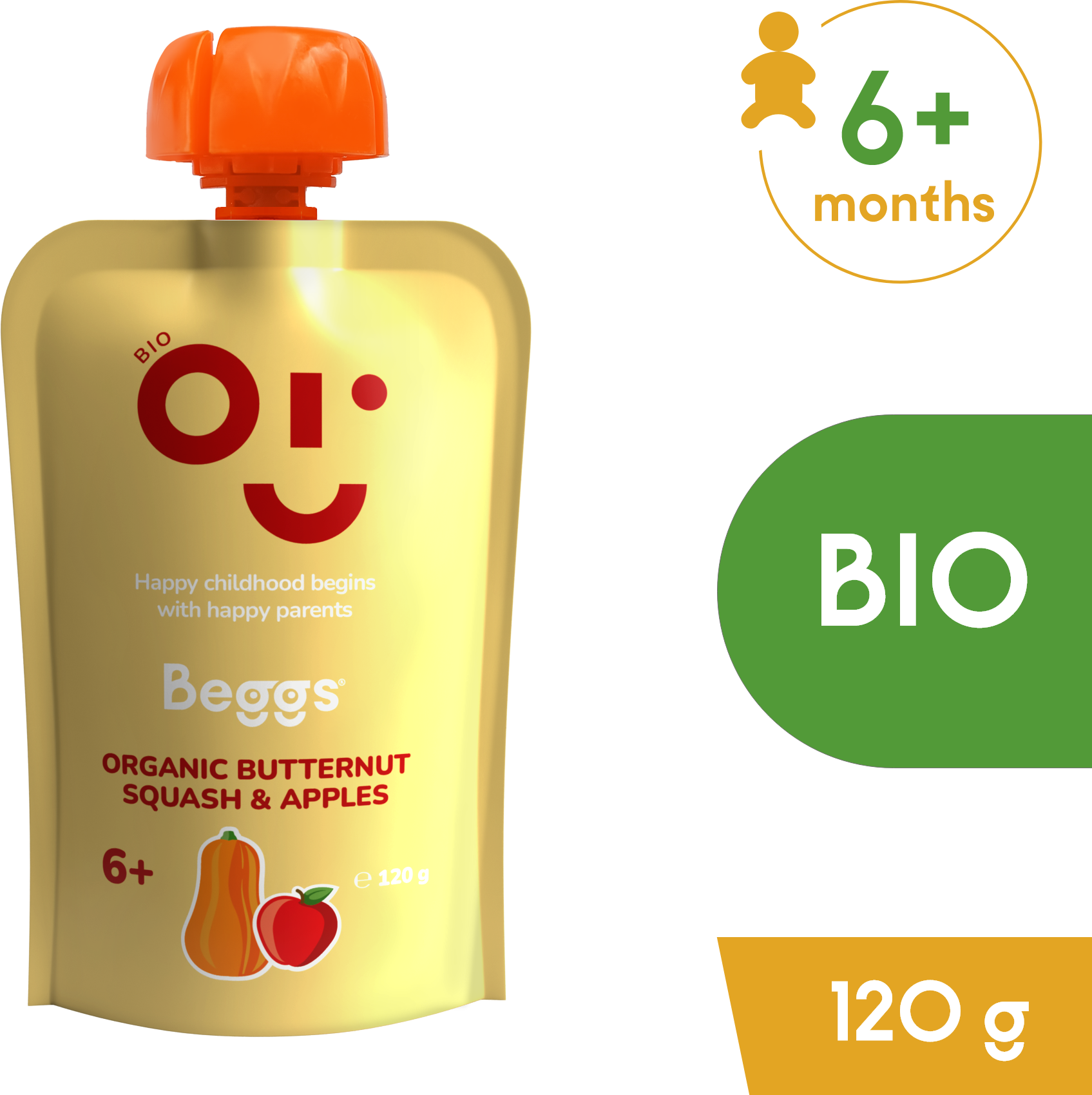 Beggs Bio Máslová dýně a jablka 12 x 120 g
