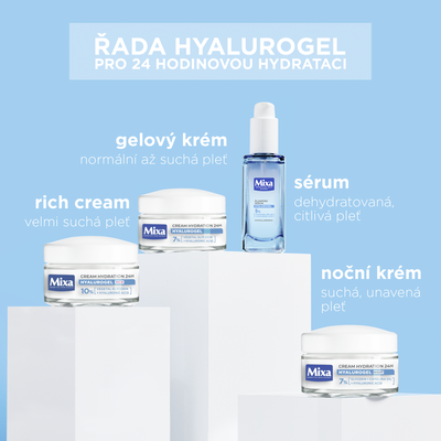 Mixa Hyalurogel rich intenzivní hydratační pleťový krém pro citlivou, suchou a dehydratovanou pleť 50 ml