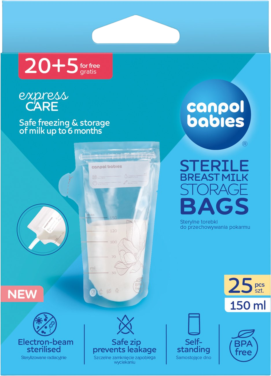 Canpol babies Sáčky k uchovávání odsátého mléka 150 ml 20 ks