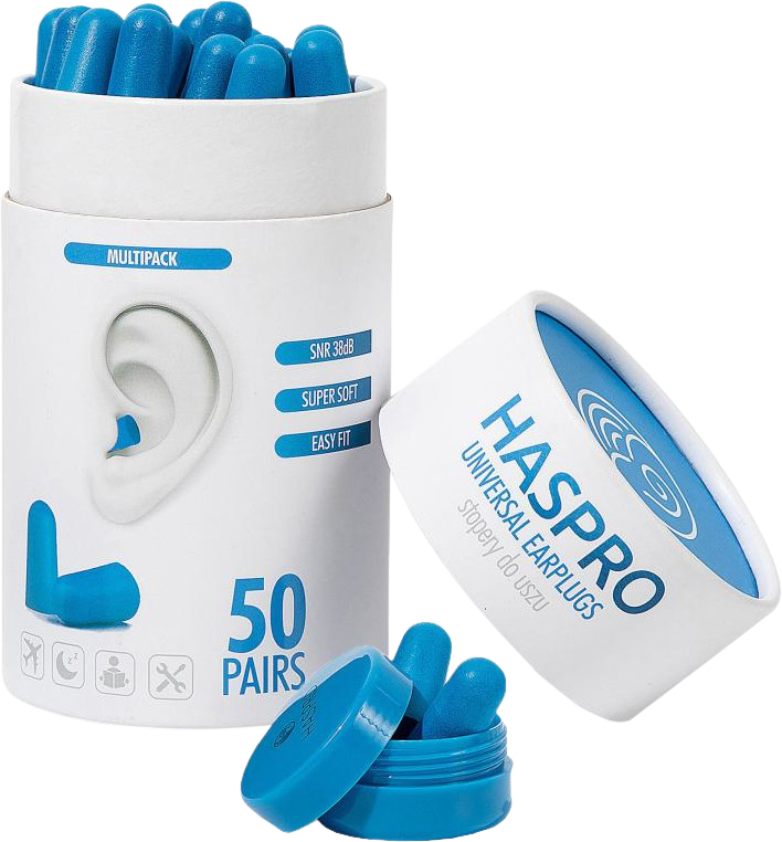 Haspro Tube50 Špunty do uší, modré 100 ks