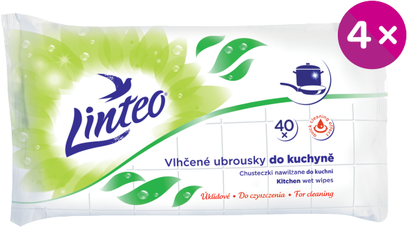 Linteo Vlhčené ubrousky do kuchyně 4 x 40 ks