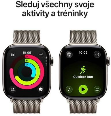 Apple Watch 11 GPS + Cellular 46mm Přírodní titan s přírodním milánským tahem- M/L