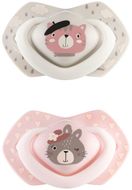 Canpol babies Set symetrických silikonových dudlíků 0-6m Bonjour Paris růžový 2 ks