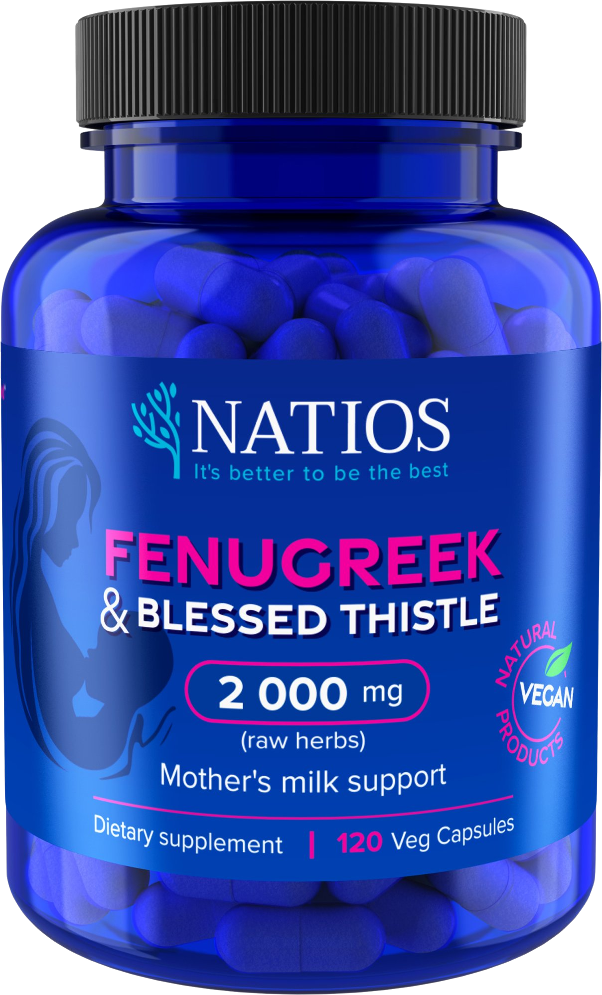 Natios Fenugreek & Blessed Thistle 2000 mg 120 kapslí