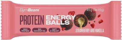 GymBeam Protein energy balls jahoda vanilka 45 g