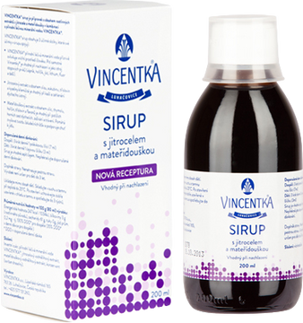 Vincentka Sirup s jitrocelem a mateřídouškou 200 ml
