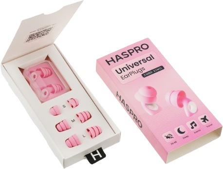 Haspro Universal Pink, 1 pár opakovaně použitelných silikonových špuntů do uší, růžové