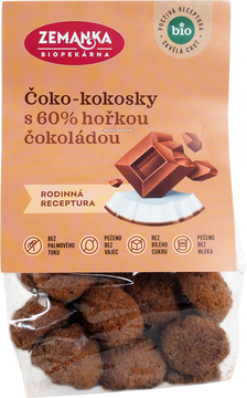 Zemanka Biopekárna BIO čoko-kokosky s 60% hořkou čokoládou 100 g