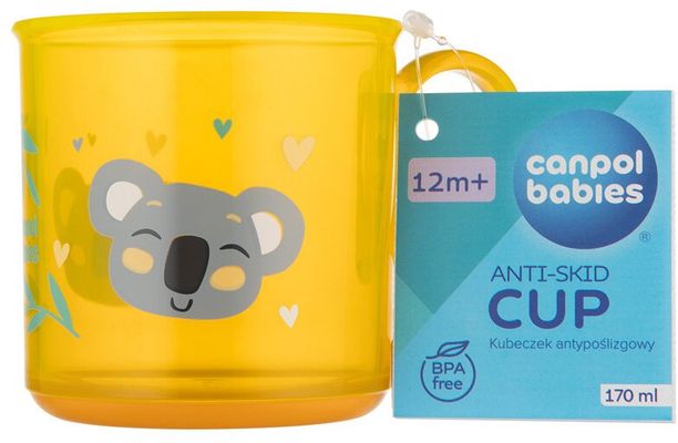 Canpol babies Hrneček protiskluzový Exotic animals - žlutý 170 ml