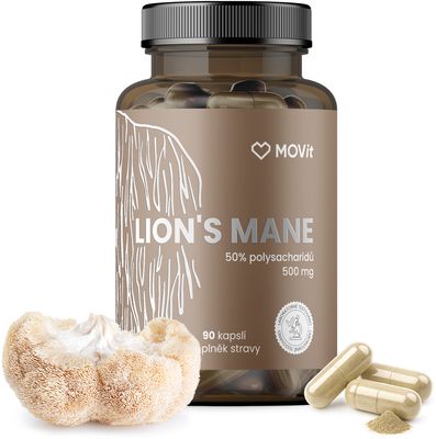 MOVit Energy Hericium - Lion's mane 50% polysacharidů 500 mg, 90 kapslí